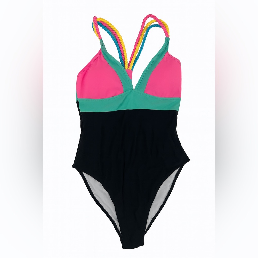 Popvil Colorful Colorblock Neon Swimsuit